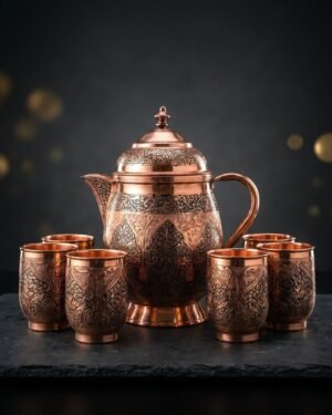Kashmiri Kandkaer Copper Jug Set | Hand-Engraved