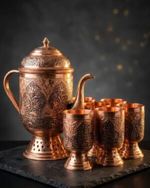 Kashmiri Kandkaer Copper Jug Set | Hand-Engraved