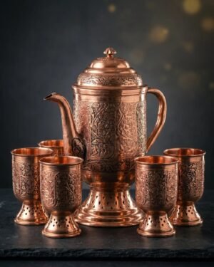 Kashmiri Kandkaer Copper Jug Set | Hand-Engraved