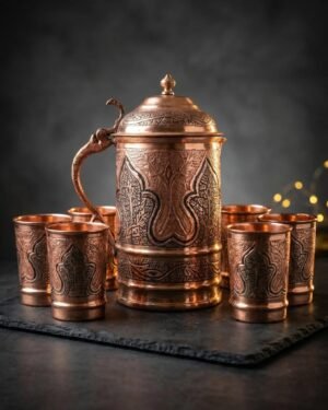 Kashmiri Kandkaer Copper Jug Set | Hand-Engraved