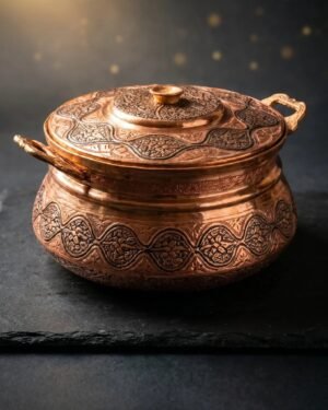 Kashmiri Kandkari Copper Turkish Style Handi with Lid — Hand-Engraved