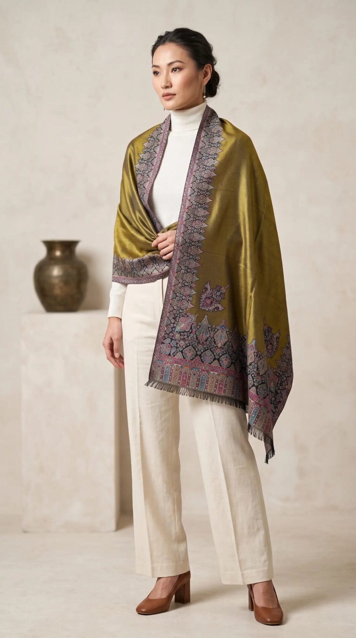 Hand Assisted Aari Shawl – T001055KH
