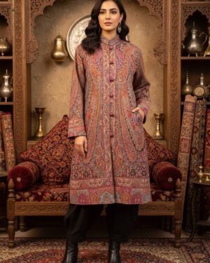 Zari Kani Weaved Long Coat Chest 48