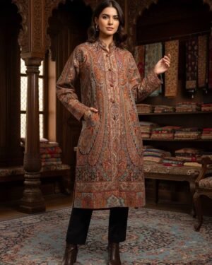 Zari Kani Weaved Long Coat Chest 46