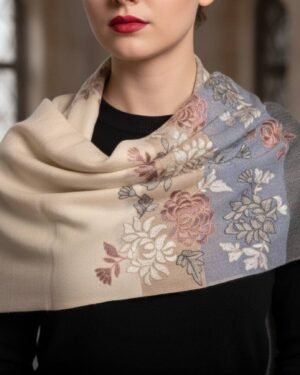 Premium Cashmere Embroidered Outline Shawl