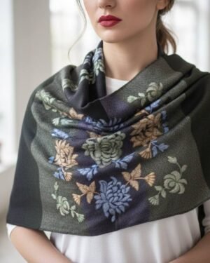 Premium Cashmere Outlined Border Shawl – T001529KH