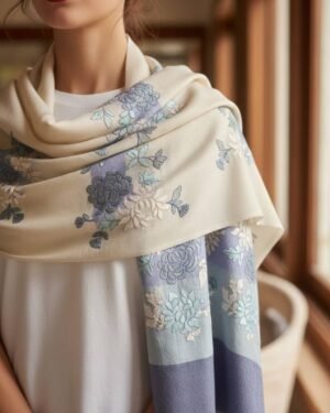 Premium Cashmere Embroidered Outline Shawl