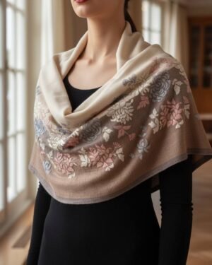 Premium Cashmere Embroidered Outline Shawl