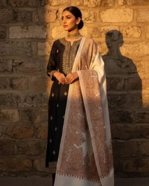 White Gold Embroidered Shawl