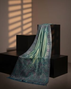 Moonlight Teal Zari Shawl – T001827KH