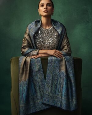 Blue Border Moonlight Shawl