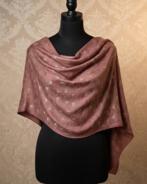 Dusty Rose Embroidered Japanese Blossom Shawl – T002360KH