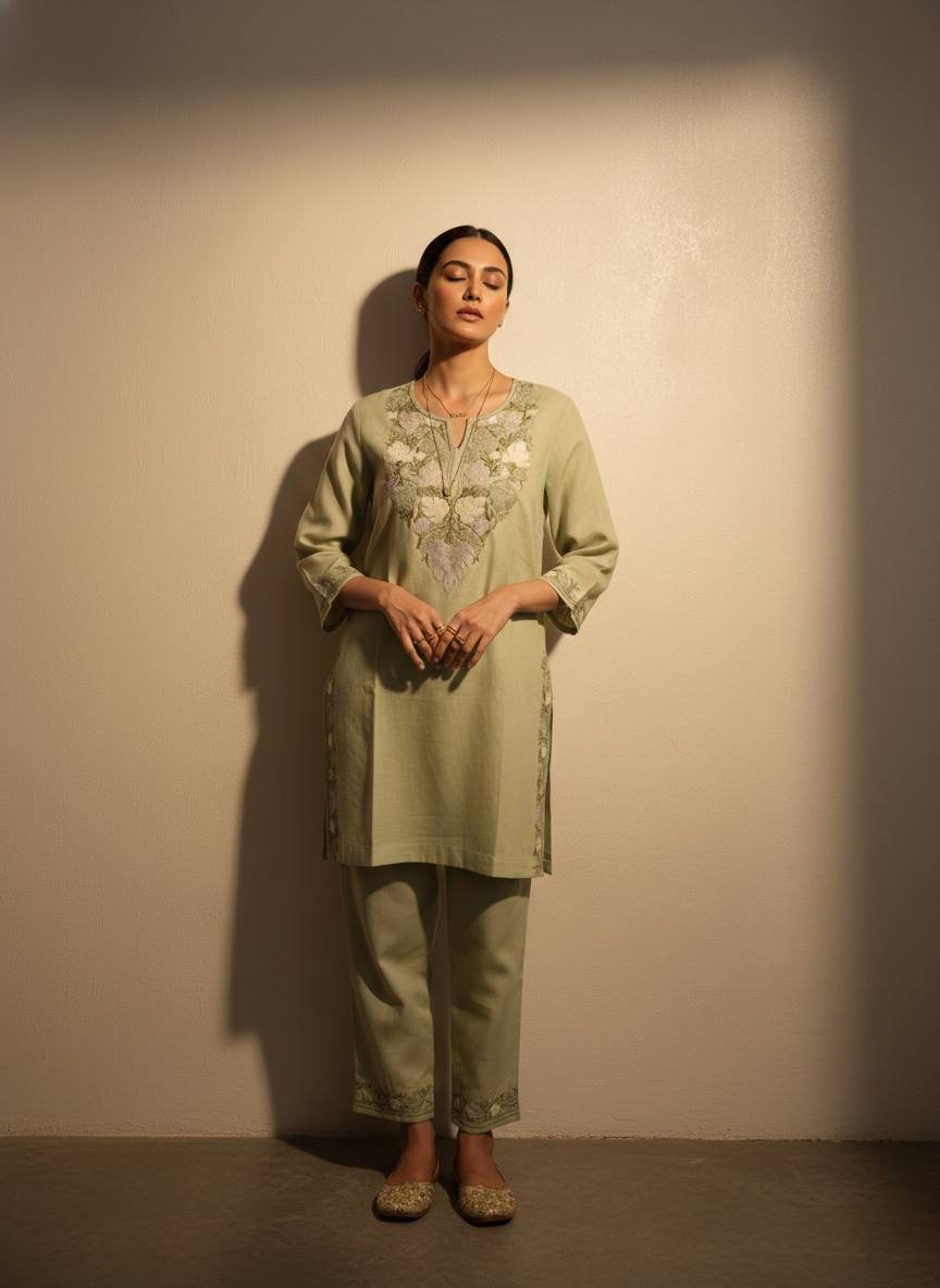 Embroidered Cotton Coordset