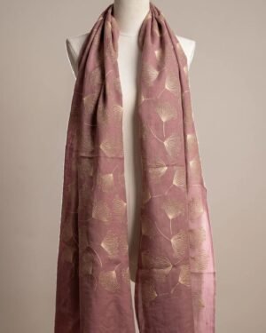 Dusty Rose Embroidered Japanese Blossom Shawl – T002360KH