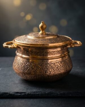 Kashmiri Kandkari Copper Handi with Lid — Hand-Engraved