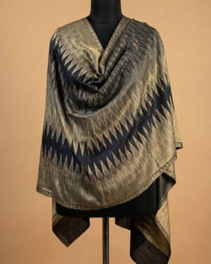 Moonlight Ikkat Black Golden Reversible Shawl