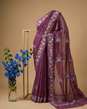 Hand Assisted Kashmiri Aari Work Saree