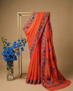 Hand Assisted Kashmiri Aari Work Saree