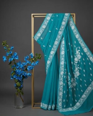 Hand Assisted Kashmiri Aari Work Sareee