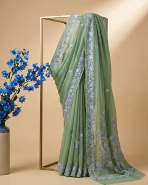 Hand Assisted Kashmiri Aari Work Saree