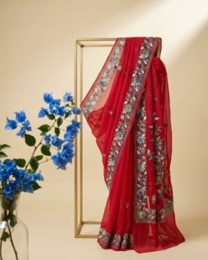 Hand Assisted Kashmiri Aari Work Saree