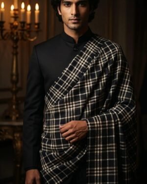 Men’s Plaid Black Shawl