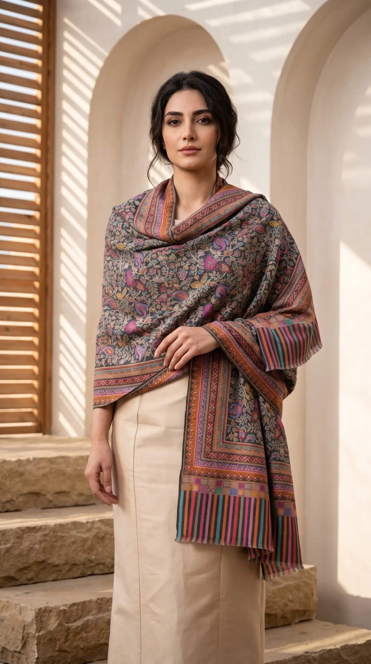 Kalamkari Mix Wool Shawl
