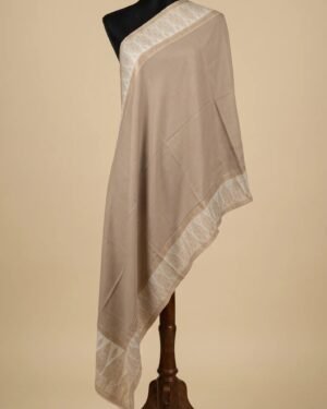 Golden White Border Metallic Weave Shawl