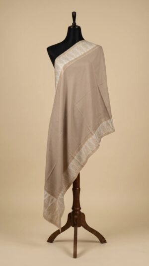 Golden White Border Metallic Weave Shawl