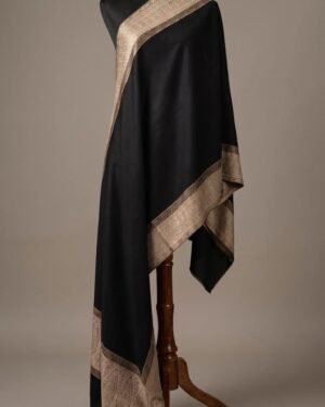 Black Golden Border Metallic Weave Shawl
