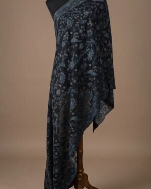 Blue Black Kani Weave Shawl