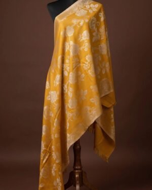 Mustard Golden Metallic Weave Shawl