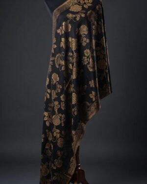 Black Golden Metallic Weave Shawl