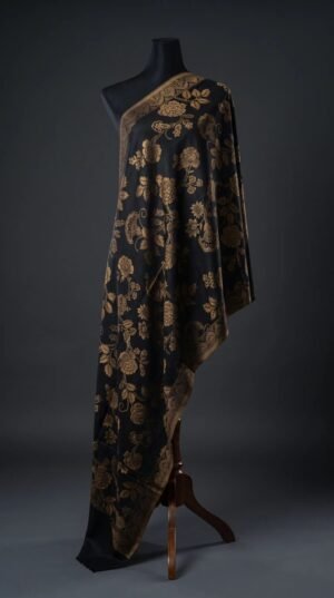 Black Golden Metallic Weave Shawl