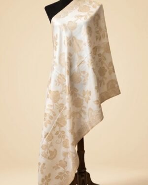 Golden Off-White Metallic Weave Shawl