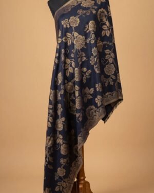 Blue Golden Metallic Weave Shawl