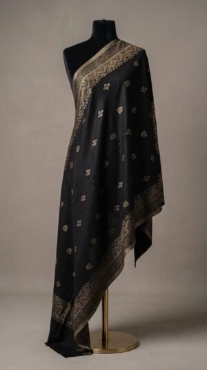Black Metallic Weave Shawl