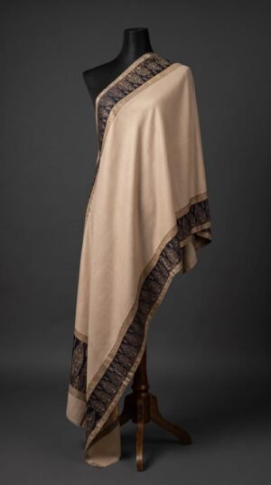Golden Black Border Metallic Weave Shawl