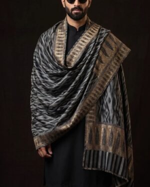 Premium Men’s Ikkat Zari Shawl – T003249KH