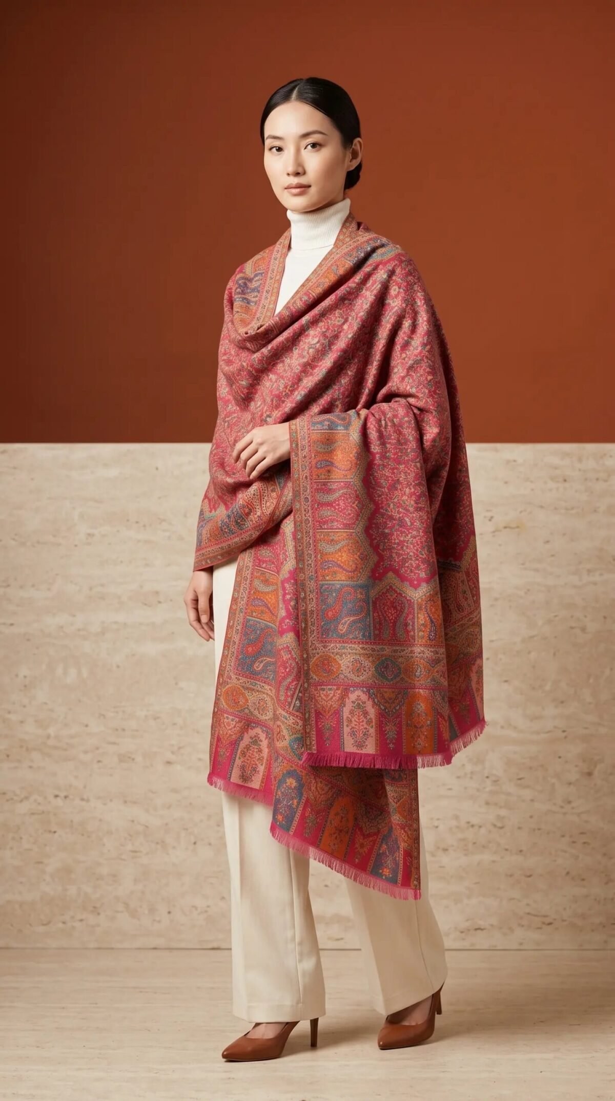 Golden Zari Woven Shawl