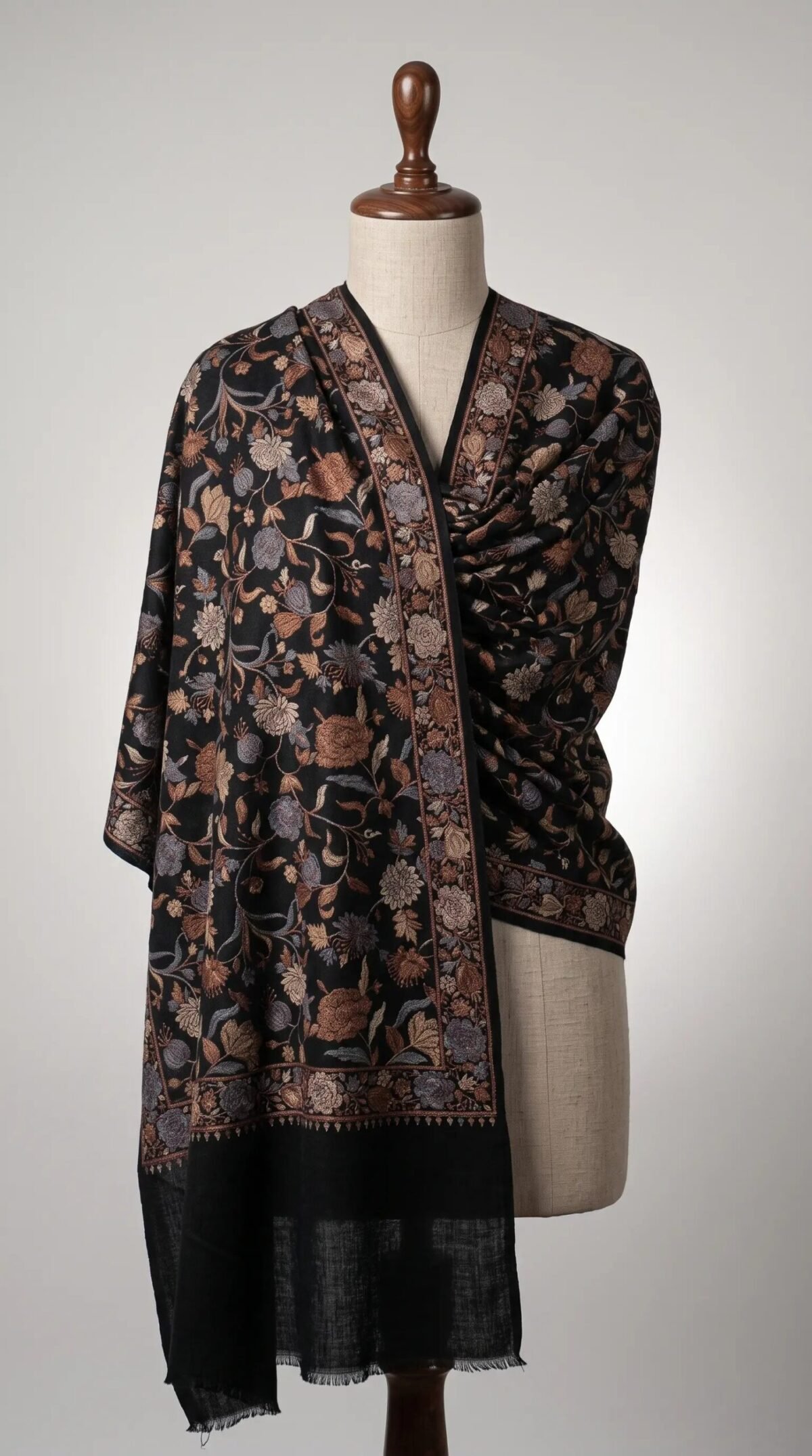 Black Golden Border Metallic Weave Shawl