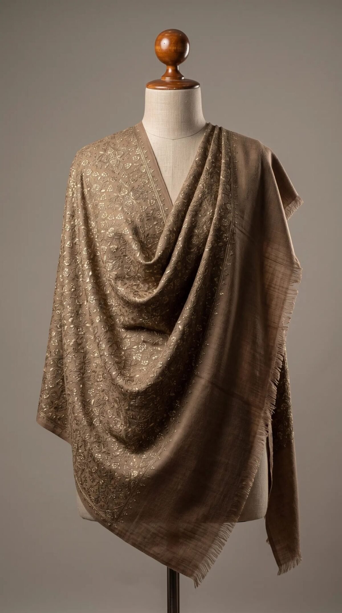 Black Golden Border Metallic Weave Shawl