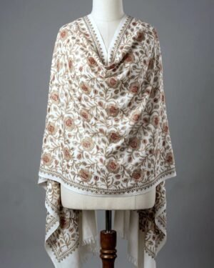 Off-White Embroidered Shawl