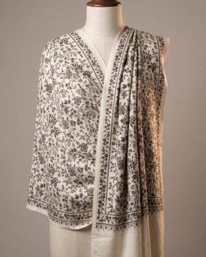 Off-White Embroidered Shawl