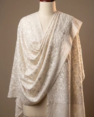 White on White Embroidered Shawl