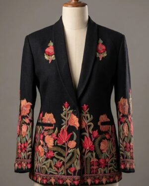 Kashmiri Ari Botanical Border Blazer with Handwork