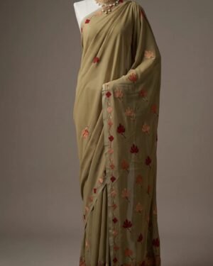Hand Assisted Kashmiri Aari Work Saree