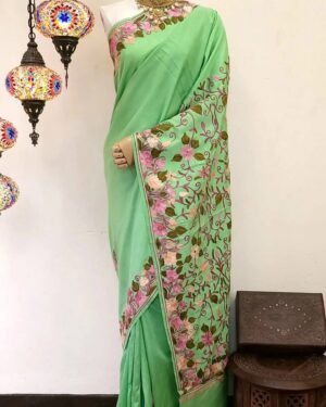 Hand Assisted Kashmiri Aari Work Saree