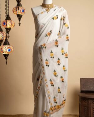 Hand Assisted Kashmiri Aari Work Saree