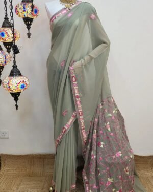 Hand Assisted Kashmiri Aari Work Saree